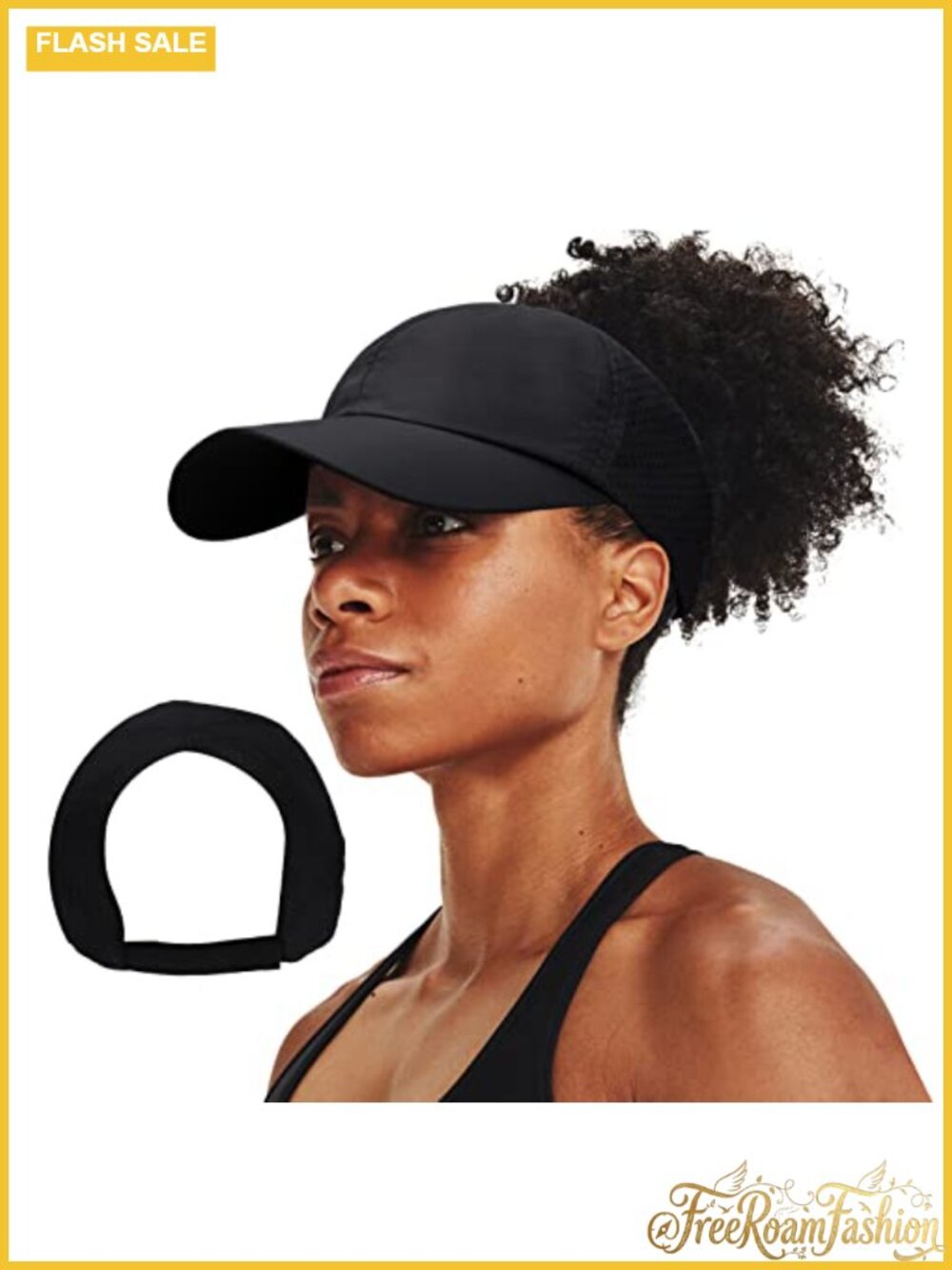 Women Backless Ponytail Baseball Cap Curly Hair Afro Puffs